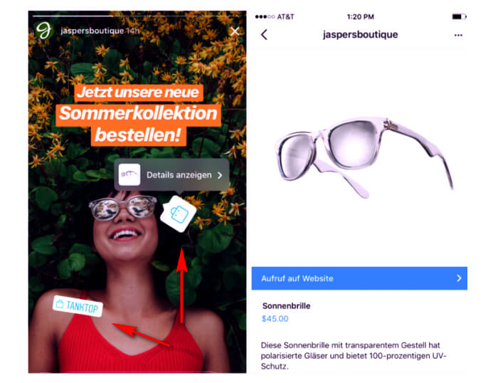 Шоппинг теги в сторис